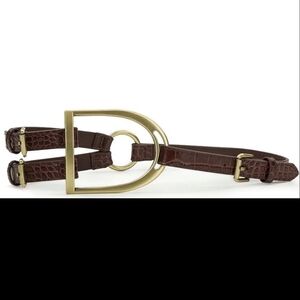 Brown Leather Belt with Gold Buckle